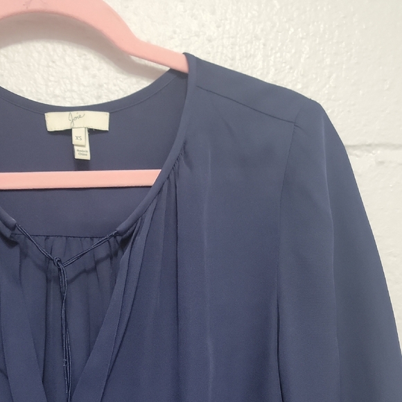 Joie Deep Blue Silk Blouse with Tassel Details - Picture 11 of 14